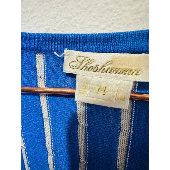 SHOSHANNA Blue White Striped Knit Hourglass Short Sleeve Arcadia Dress sz M - Picture 8 of 16